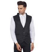 Black plain poly cotton waist coat