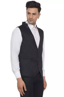 Black plain poly cotton waist coat