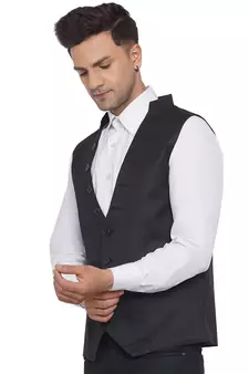Black plain poly cotton waist coat