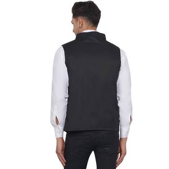 Black plain poly cotton waist coat 4