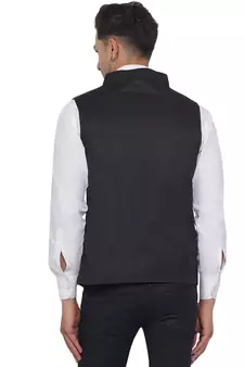 Black plain poly cotton waist coat