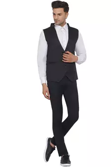 Black plain poly cotton waist coat