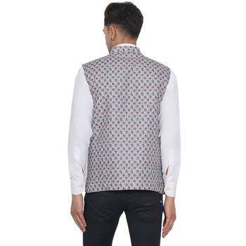 White printed cotton nehru-jacket 4