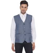 Blue plain poly cotton waist coat
