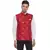 Red printed jacquard nehru-jacket