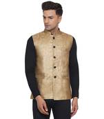 Gold printed banarasi nehru-jacket