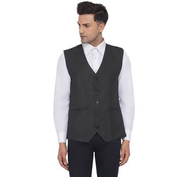 Grey plain poly cotton waist coat 1