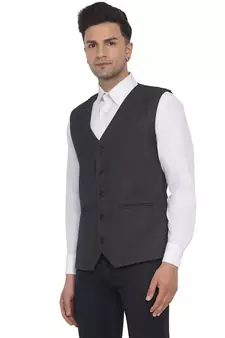 Grey plain poly cotton waist coat