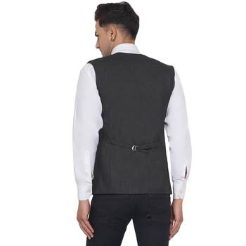 Grey plain poly cotton waist coat 4