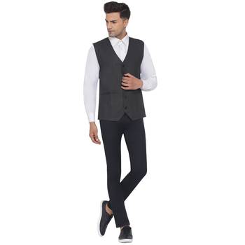 Grey plain poly cotton waist coat 5