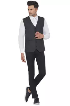 Grey plain poly cotton waist coat
