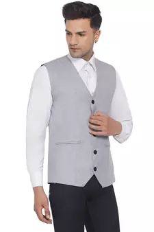 Silver plain poly cotton waist coat