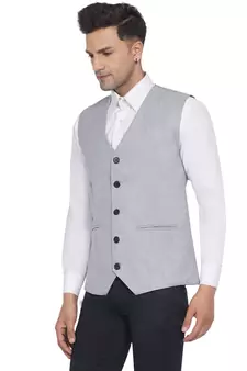 Silver plain poly cotton waist coat