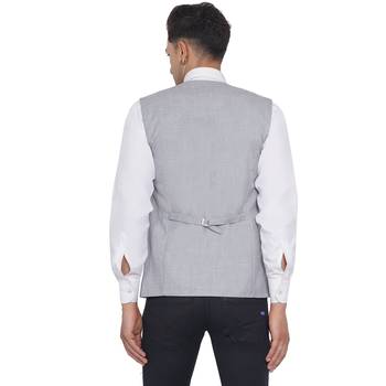 Silver plain poly cotton waist coat 4