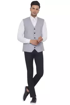 Silver plain poly cotton waist coat