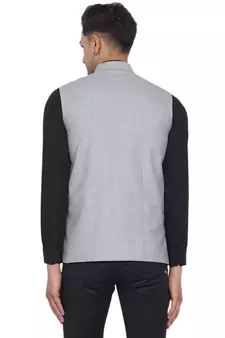Silver plain poly cotton nehru-jacket