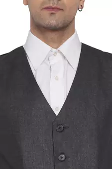 Grey plain poly cotton waist coat