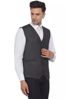 Grey plain poly cotton waist coat
