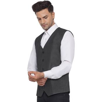 Grey plain poly cotton waist coat 4