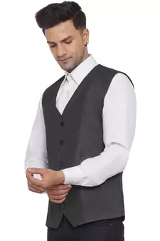 Grey plain poly cotton waist coat
