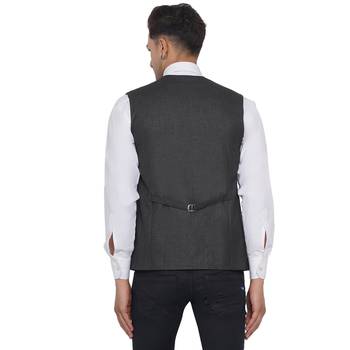 Grey plain poly cotton waist coat 5