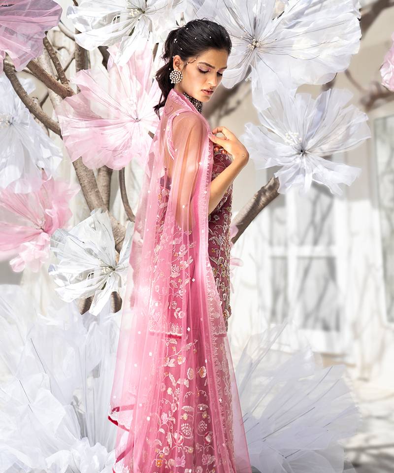 Mauve Orchid Fitted Sleeveless Kurta With Flared Gharara