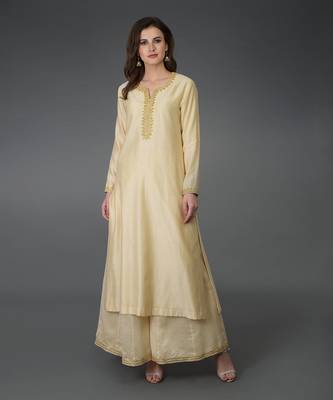 Cream Marori And Sequin Work Farshi Palazzo Suit 2