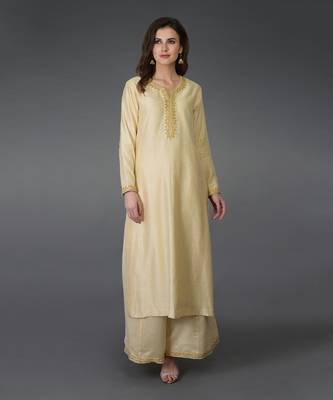 Cream Marori And Sequin Work Farshi Palazzo Suit 3