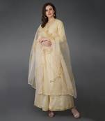 Cream Marori And Sequin Work Farshi Palazzo Suit