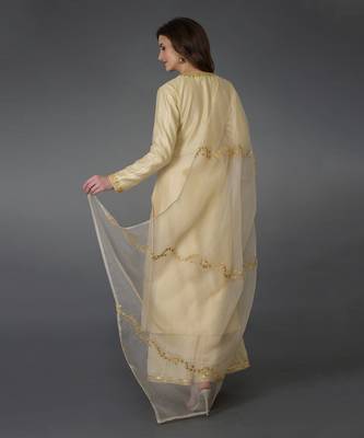 Cream Marori And Sequin Work Farshi Palazzo Suit 7