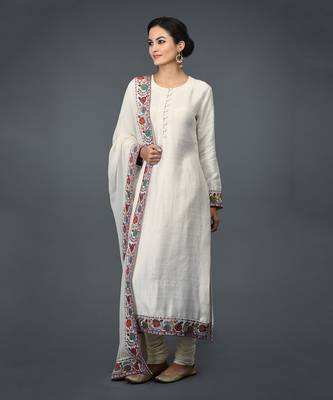Ivory Kashmiri Kashidakari Hand Embroidered Suit 3
