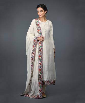 Ivory Kashmiri Kashidakari Hand Embroidered Suit 4