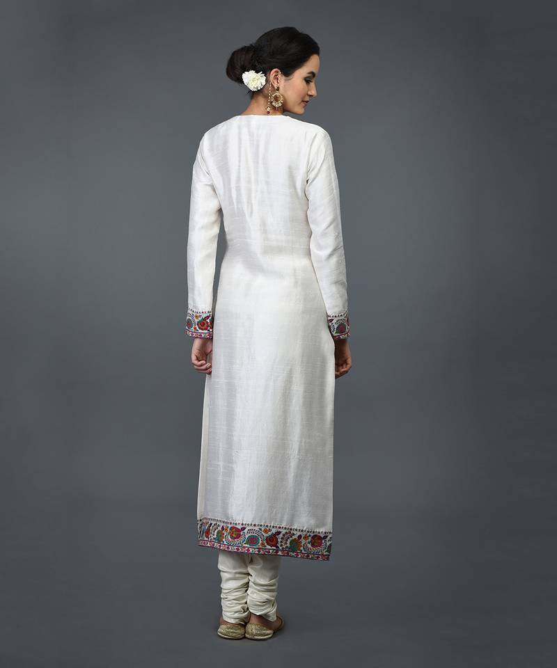 Ivory Kashmiri Kashidakari Hand Embroidered Suit