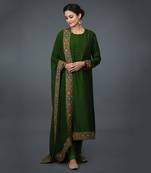 Moss Green Kashmiri Kashidakari Hand Embroidered Suit