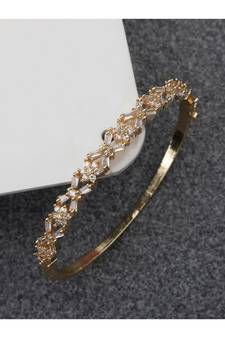 Styylo Fashion Charming American Diamond Gold Plated Floral Design Openable Bracelet, 2.6