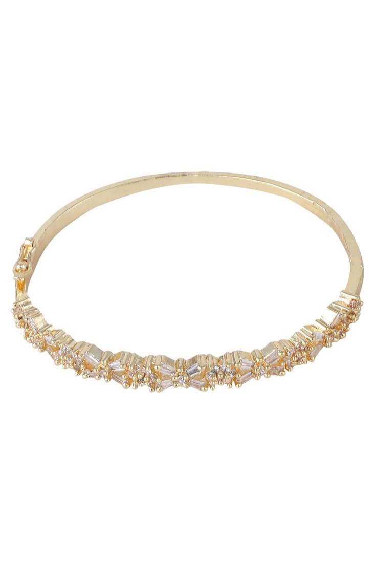 Styylo Fashion Charming American Diamond Gold Plated Floral Design Openable Bracelet, 2.6