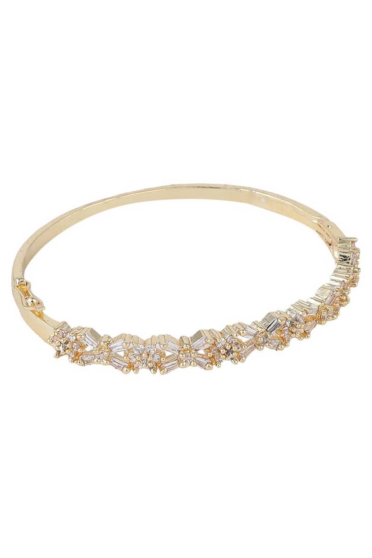 Styylo Fashion Charming American Diamond Gold Plated Floral Design Openable Bracelet, 2.6