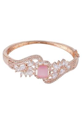 Styylo Fashion Glamaours Pink and White American Diamond Stone Studded Openable Bracelet,2.6 3