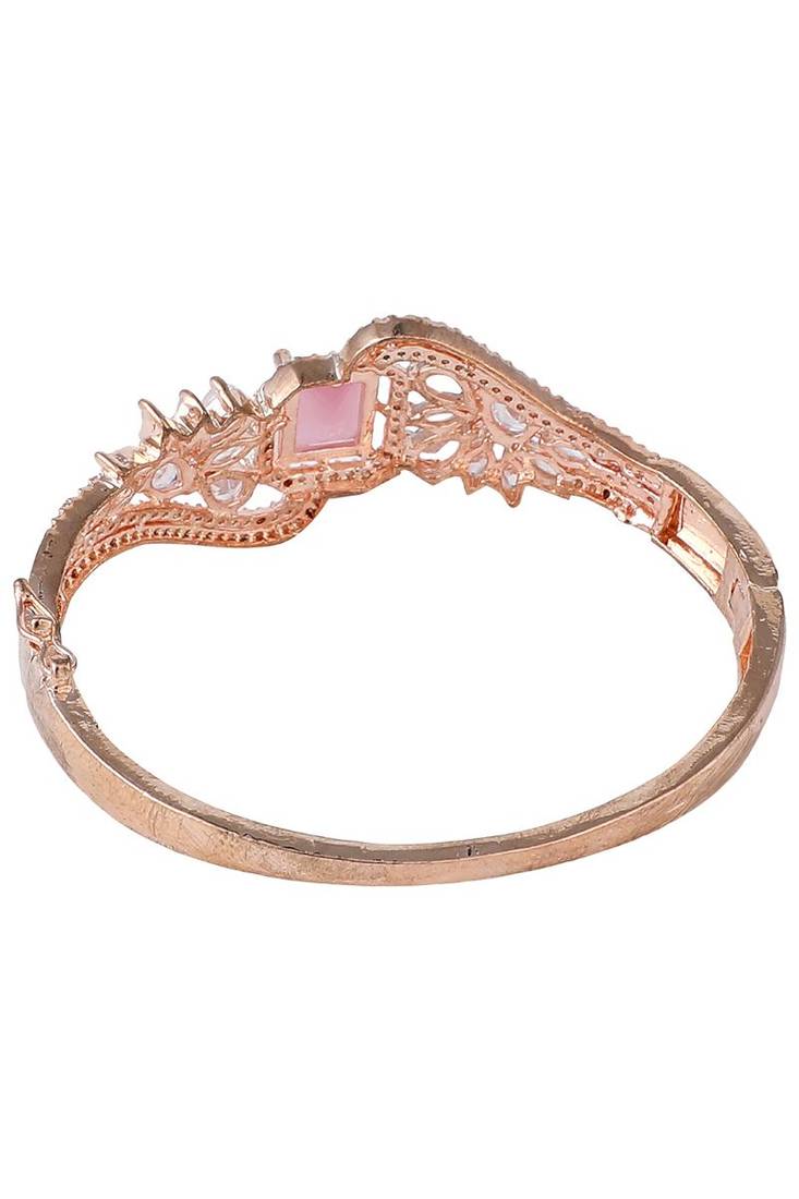 Styylo Fashion Glamaours Pink and White American Diamond Stone Studded Openable Bracelet,2.6