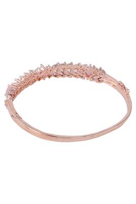 Styylo Fashion Elegant White and Baby Pink American Diamond Stone Studded Openable Bracelet,2.6 4