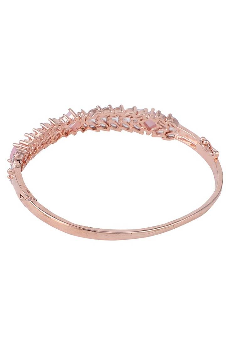 Styylo Fashion Elegant White and Baby Pink American Diamond Stone Studded Openable Bracelet,2.6