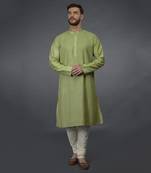 Pista Green Pintuck Silk Kurta