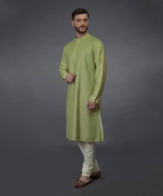 Pista Green Pintuck Silk Kurta 3
