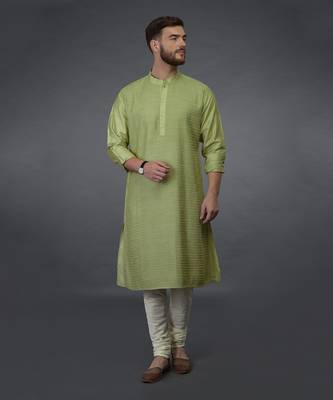 Pista Green Pintuck Silk Kurta 4