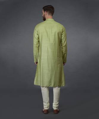 Pista Green Pintuck Silk Kurta 5