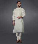 Ivory Silk Kurta With Pintuck Detail