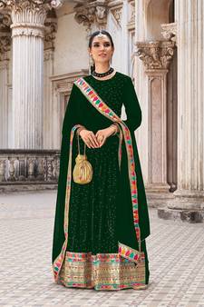 GEORGETTE ANARKALI SALWAR SUIT WITH EMBROIDERY SEQUENCE WORK SEMI STITCHED PARTY WEAR SUIT