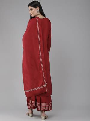 Maroon embroidered rayon ethnic-kurtis 3