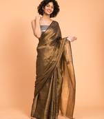 Suta Black & Gold Zari Pure Linen Saree