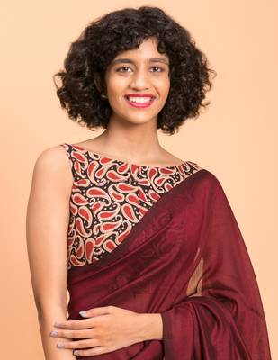 Suta Women Maroon Colorblocked Cotton Blend Saree 5